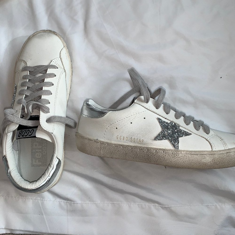 White Silver Star Sneakers (Clean, worn once!)